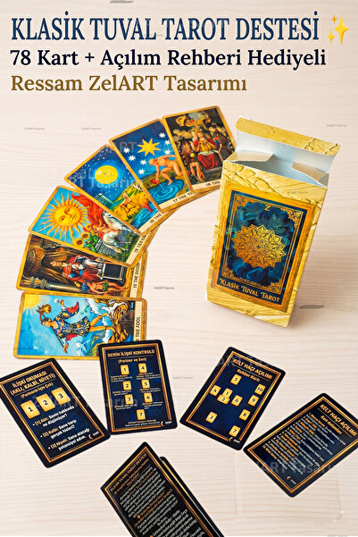 zelart Klasik Tuval Tarot - Rider Waite Tabanlı, Oval Kesim Kaliteli Tarot De...