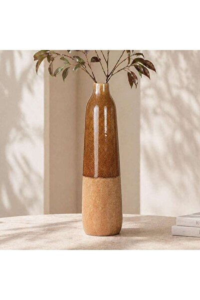 PAN HOME Shizuka Stoneware Strata Vase 13x13x49.5cm - Brown
