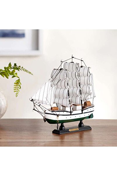 PAN HOME Scylla Wooden Boat Decor 23.5x5.5x22cm - White