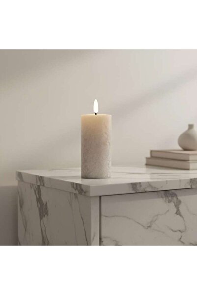 PAN HOME Auralite Led Real Wax Mottled Pillar Candle Dia5x10cm - Beige