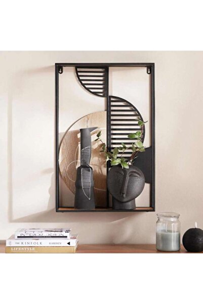 PAN HOME Merva Metal Wall Decor With Shelf 34.9x11.4x54.6cm - Black