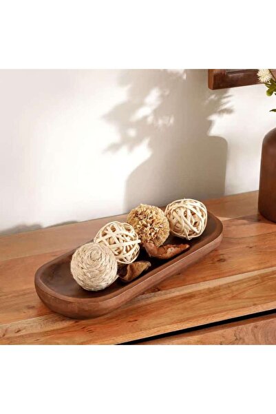 PAN HOME Pecan Wood Decor Platter 41x17x4.5cm - Brown