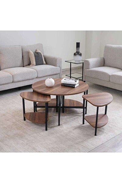 PAN HOME CABALLO COFFEE TABLE 4 END TABLE SET - BROWN BLACK