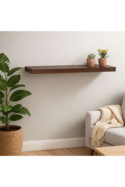 PAN HOME Floating Wall Shelf 24x4x60cm - Walnut