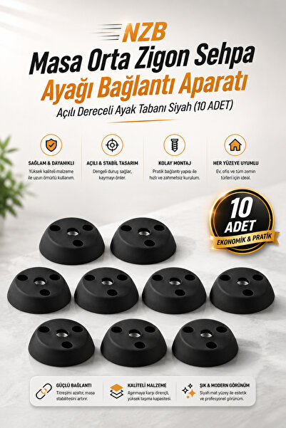 NZB (10 ADET) Mobilya Masa Orta Zigon Sehpa Ayağı Bağlantı Aparatı Açılı Dere...