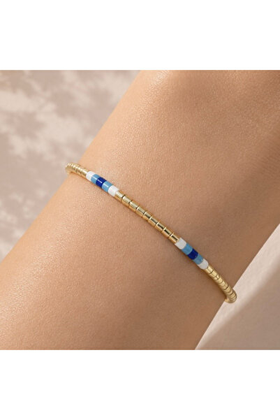 hand shey Linea Serisi Miyuki Bileklik -Gold | Makrome Tek Sıra Boncuklu - Ay...
