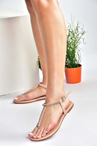 Fox Shoes Ten Taş Detaylı Parmak Arası Sandalet M272025009