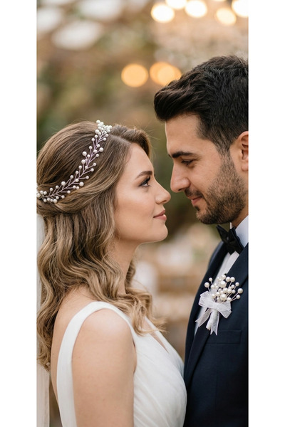 stil+o aksesuar.com İncili Gelin Tacı tokası Tesettür Gelin tacı lohusa nikah...