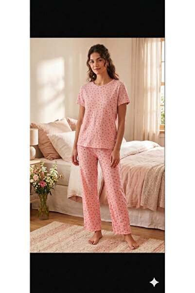 fameshomewear طقم بيجامة نسائي منقوش موسمي من بوينتييل