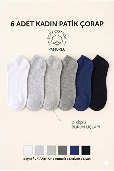 Doğanay 6'lı Dikişsiz Kadın Patik Çorap