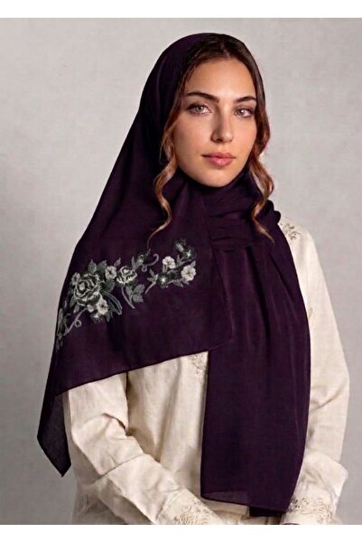 Veil Designer طرحة موف داكن ورد المخمل البارز . طرحة بتطريز يدوي يحكي قصة إتق...