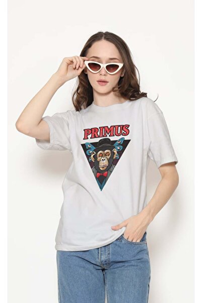 buzagi tasarım ürünleri Primus Regular Fit Unisex White T-Shirt