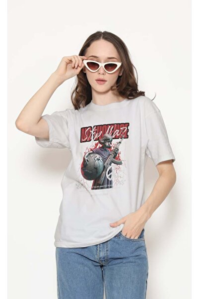 buzagi tasarım ürünleri Urban Regular Fit Unisex White T-Shirt