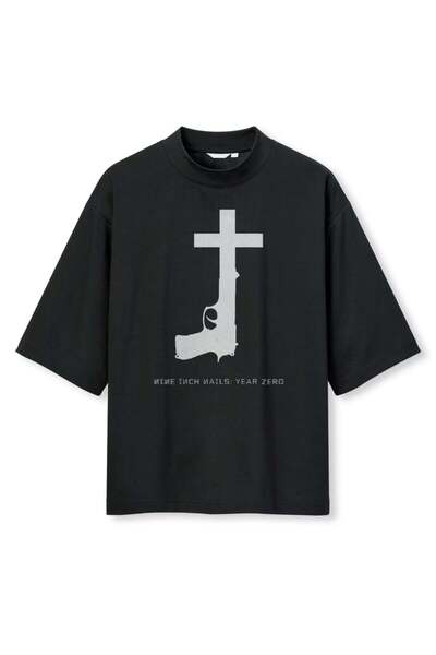buzagi tasarım ürünleri Nine Inch Nails Digital Print Oversize Black Unisex T...