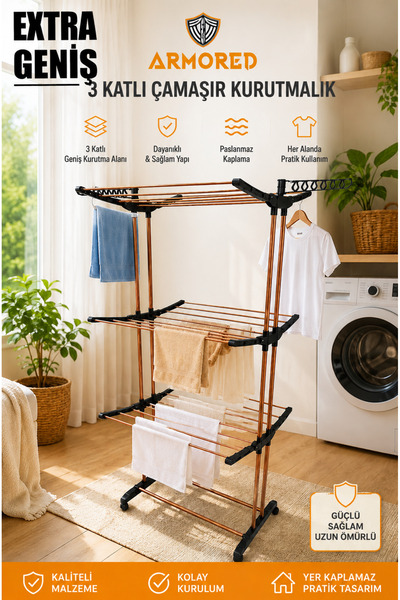 Armored Home Product Trio Large Zırhlı EXTRA KALIN BORULU Tekerlekli Sağlam 1...
