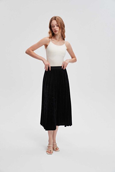 menta Pleated Midi Skirt