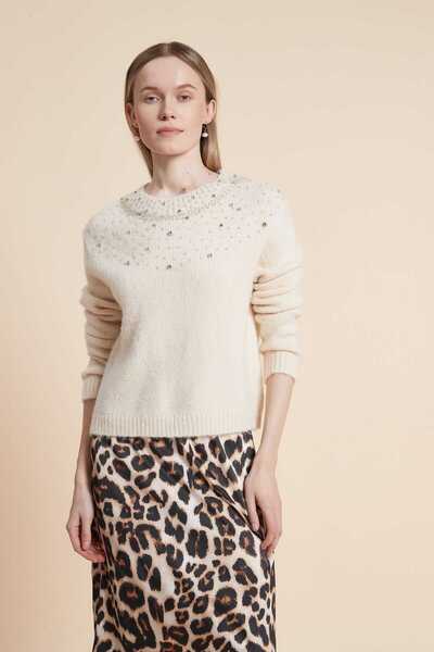 Yola Sweater with Long Sleeves and Embellished Detail