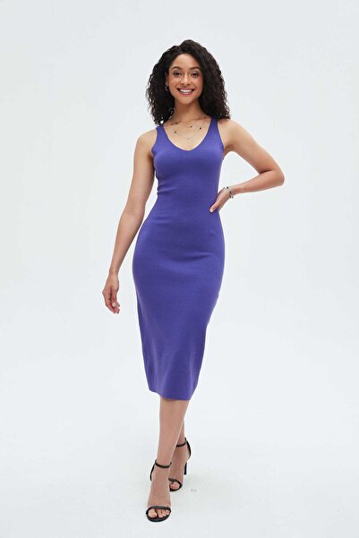 Nichii Women's Midi Dress with Round Neck