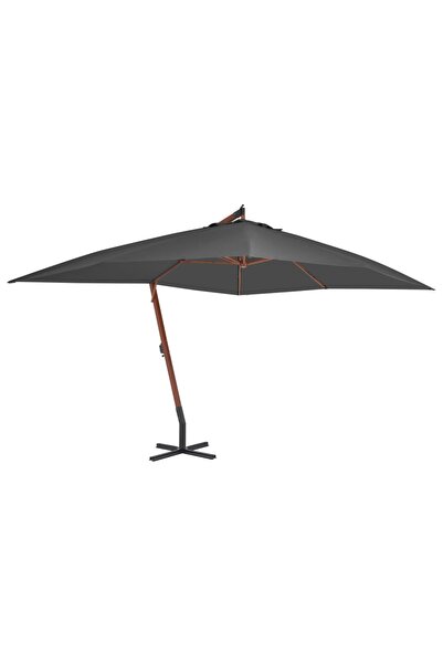 Concept Umbrelă suspendată cu stâlp din lemn, antracit, 400 x 300 cm