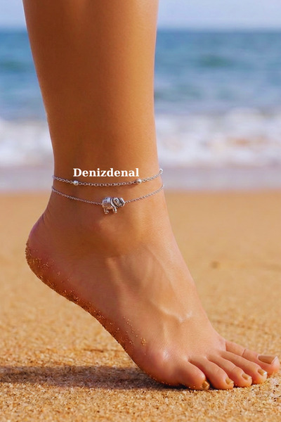 DENİZDENAL Fil Silver Halhal 2li Set