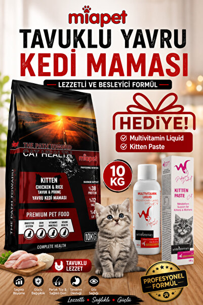 Miapet Tavuklu Yavru Kedi Maması Kitte Paste Hediyeli 10 Kg
