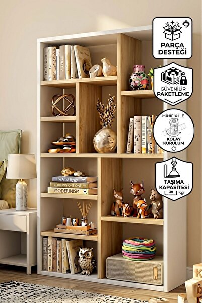 Yurupa Korrion Kitaplık 124cm Sepet-Beyaz KOR1-SW