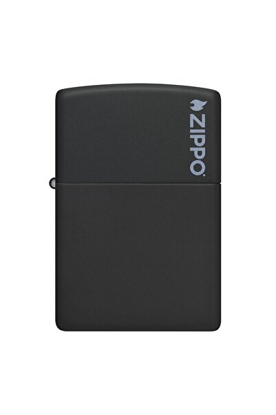 Zippo Çakmak Black Matte Siyah Logo 218zl-000023