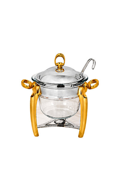 GÜREN 101000183 Soup Serving Set with Candle Warmer 4 Lt Silver-Gold