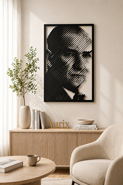Aurix Atatürk Metal Duvar Tablosu 44x69cm | Modern Dekoratif Duvar Süsü