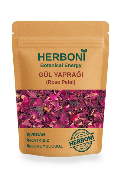 HERBONİ Gül Çayı 75g, Kurutulmuş Gül Yaprakları, Dried Edible Rose Petals, Do...