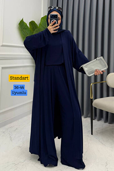 Balenbi Women's Combed Cotton Long Cardigan Blouse Wide Leg Pants Abaya Set N...