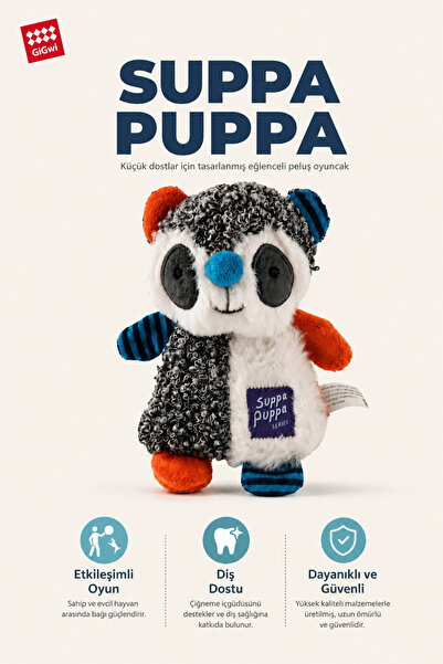 Gigwi Suppa Puppa Serisi Sesli & Hışırtılı Rakun Peluş Köpek Oyuncağı - Küçük...