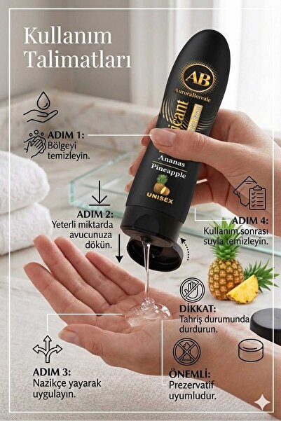 AuroraBoreale Ananas Aromalı Yenilebilir Kayganlaştırıcı Jel Lubricant Gel 125x125 250 ML 2 li Set
