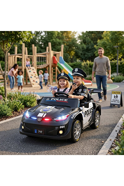 Generic Kids Electric Police Ride-On Car with Parent Remote Control, LED Ligh...