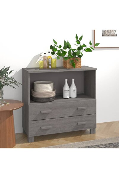 Concept Servantă, gri deschis, 85x35x80 cm, lemn masiv de pin