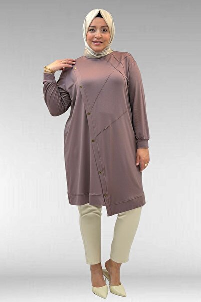 Eslina 68006 Plus Size Combed Cotton Tunic with Button Detail on the Placket ...