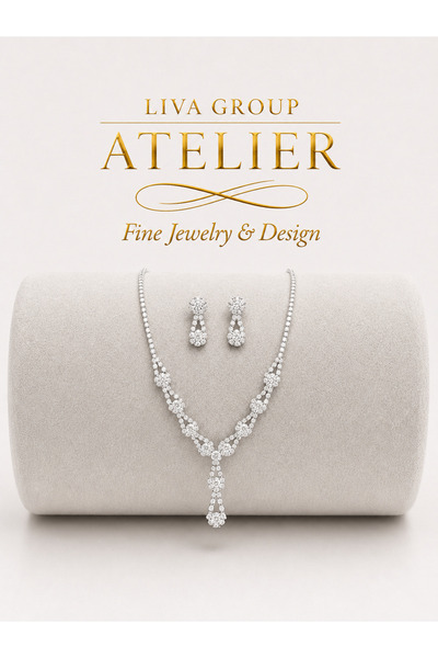 Liva Group Atelier Zirkon Taşlı Gelin - Abiye - Nişan Takı Seti Y Model Kolye...