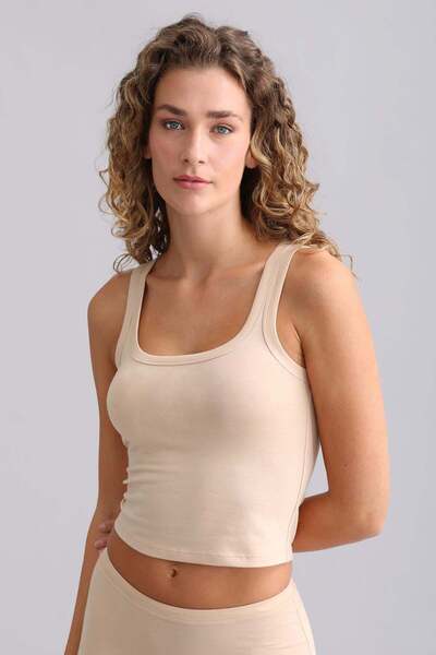 Aytuğ&Mısırlı Mısırlı Modal by TENCEL U HELEN Kalın Askılı Crop / T-Shirt Ten