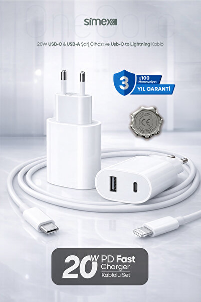 Simex 20W iPhone Uyumlu Hızlı Şarj Aleti Lightning Güç Adaptörü Başlığı 8 11 ...