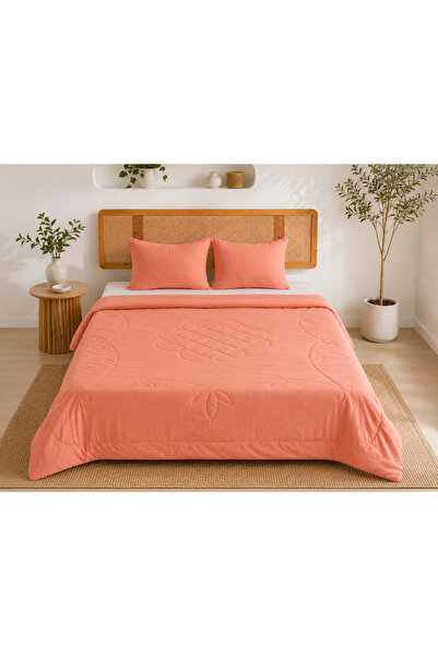UYKUPEREST Pinea Salmon Thin Quilted Sleeping Set Single 180X235 1 Piece Pill...