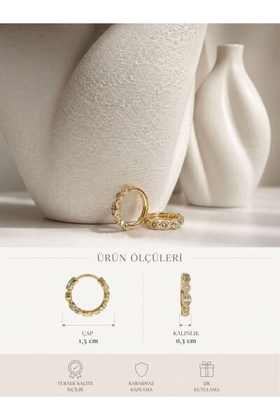 GONESSA Sparkling Bubble Detailed Gold Hoop Earrings Xuping