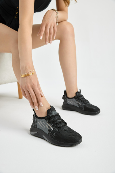 Tonny Black Unisex Siyah Füme Hafif Taban Nefes Alabilir Rahat Spor Ayakkabı