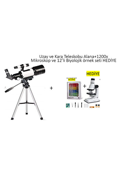 İMGESEL 150X Teleskop Alana +12 örnek+Aksesuarlı Işıklı Mikroskop HEDİYE (Uza...