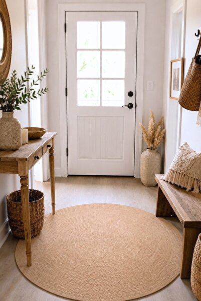 SANRUGS Home & Living Yıkanabilir Sisal Jüt Dokuma Hasır Halı Kilim Bej Kahve...