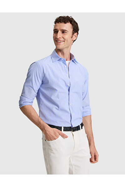 Pierre Cardin Світло-синя сорочка Slim Fit у смужку з довгими рукавами 503107...