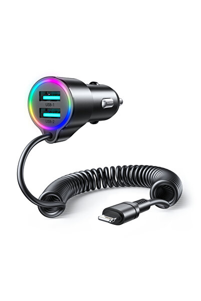Joyroom Încărcător auto rapid JR-CL25 3 în 1, cablu Lightning 1,5 m 17 W, negru