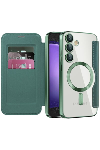 Techsuit Калъф за Samsung Galaxy S23 FE - SmartMag Book Case - Зелен