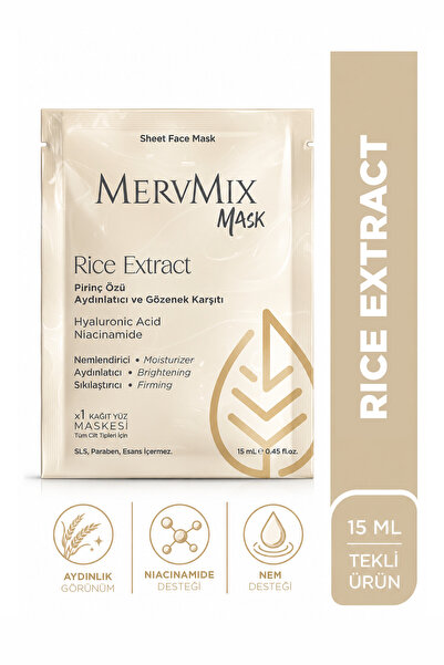 MervMix قناع ورقي لتفتيح البشرة ومضاد للمسام بخلاصة الأرز