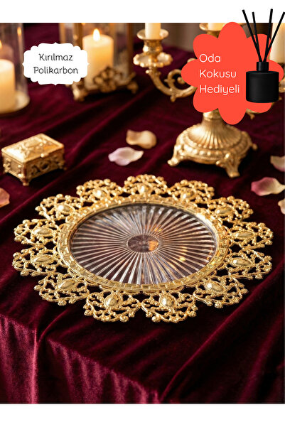 Le Paon 6 Adet Set Gold Detaylı Şeffaf Supla 30 cm - Lüks Amerikan Servis ve ...