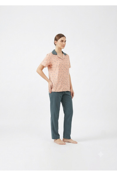 Noom Nightwear Pajama with Open Buttons, 100% Cotton Fabric